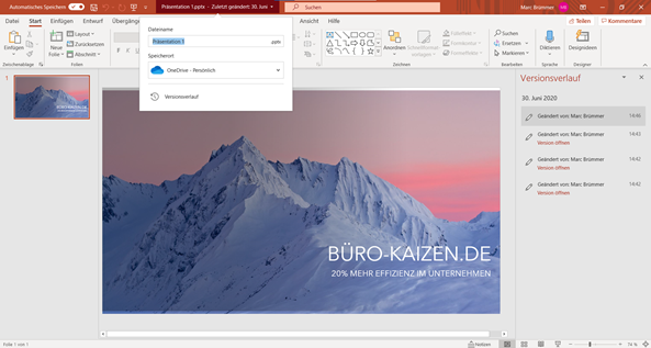 powerpoint-versionsverlauf