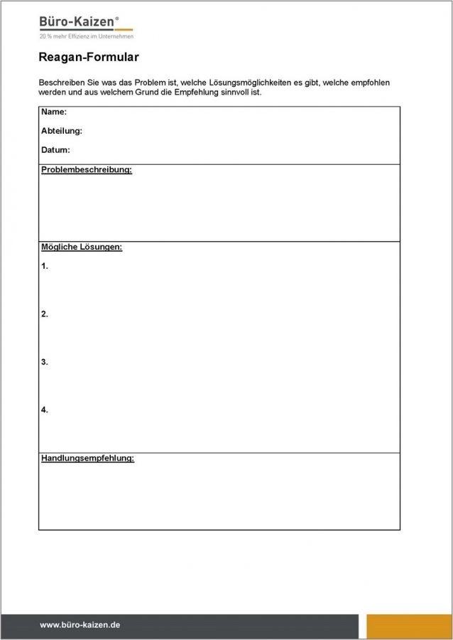 Betriebliches Vorschlagswesen: Mit dem Reagan-Formular Vorschläge entwickeln.