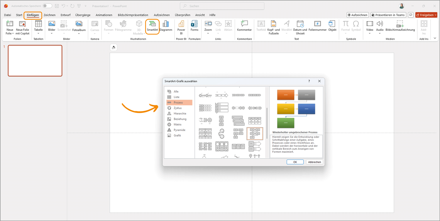 Prozesse darstellen PowerPoint SmartArt