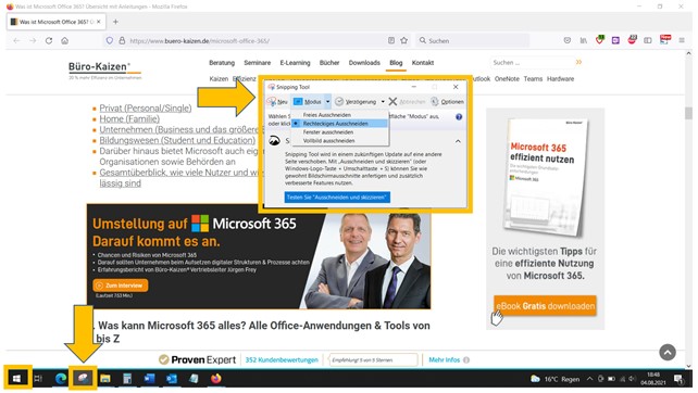 Das in Windows 10 integrierte Snipping Tool bietet viele verschiedene Möglichkeiten für das Anfertigen von Screenshots.