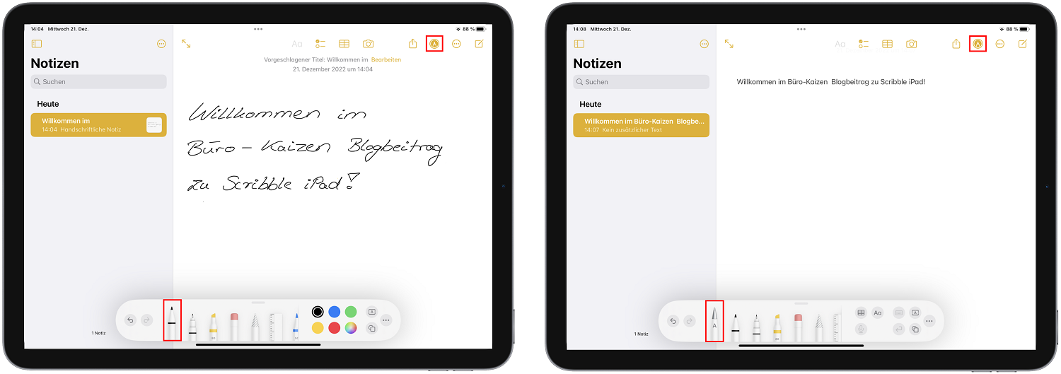 Scribble iPad: Mit dem Apple Pencil können Sie auch handschriftliche Notizen in der Notizen-App machen.