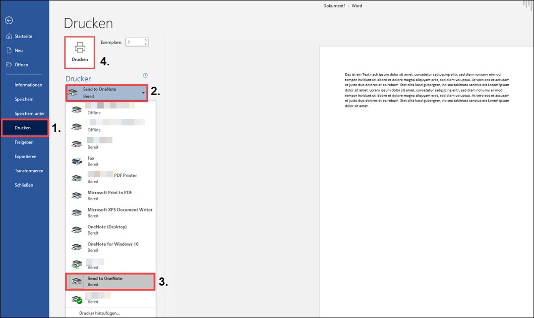 send-to-onenote-auswahl-des-druckers