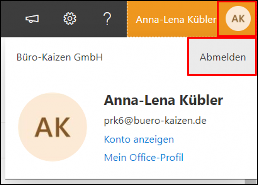 Bevor Sie sich bei SharePoint mit einem anderen Konto einloggen, müssen Sie sich zuerst abmelden.