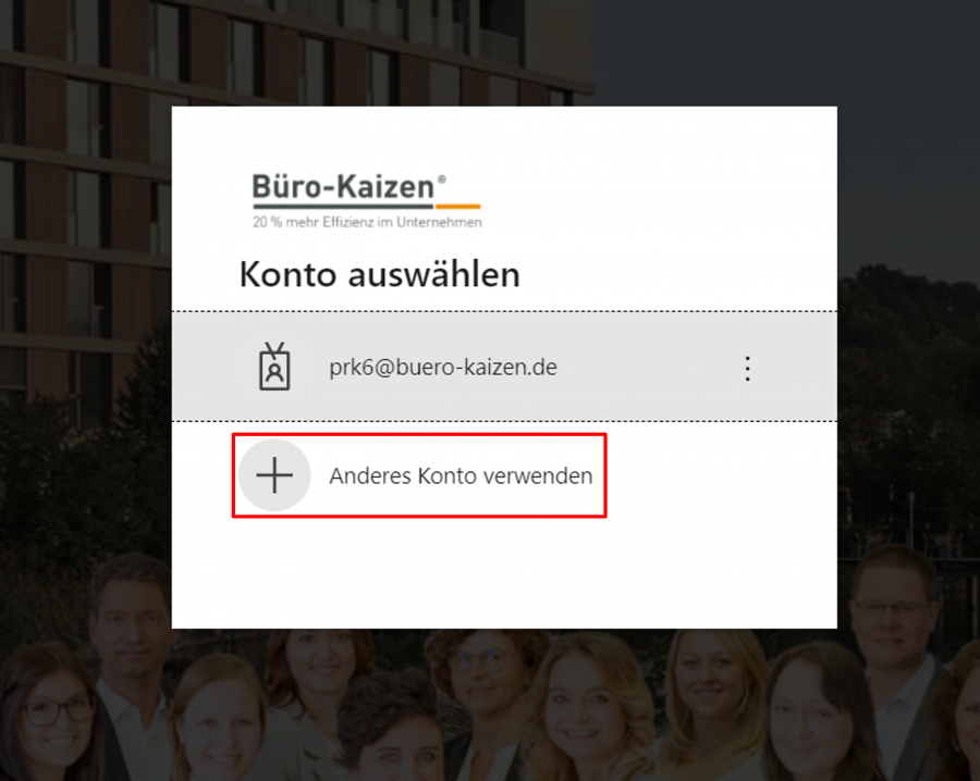 Verwenden Sie ein anderes Konto für Ihren SharePoint Login.