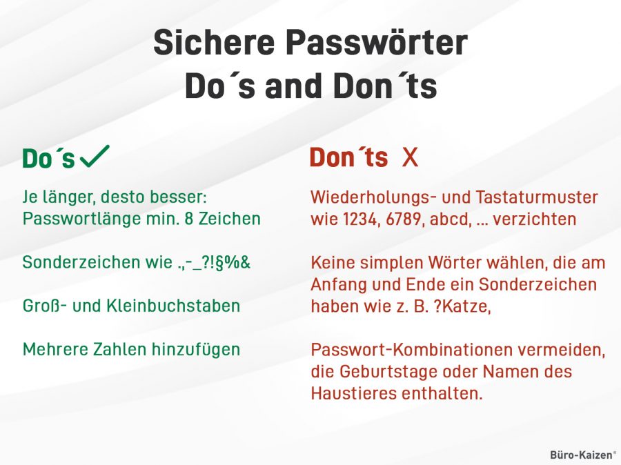 Do's und Don'ts für das Festlegen sicherer Passwörter