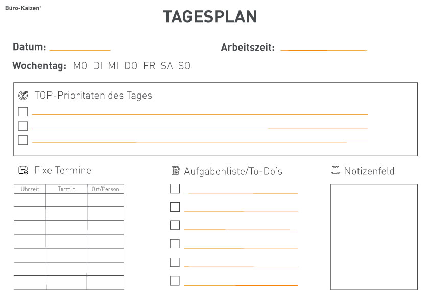 Tagesplan Vorlage