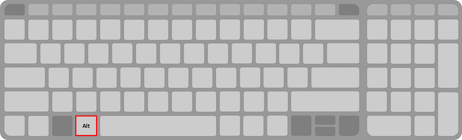 Auf englischen Tastaturen finden Sie die Alt-Taste 2 Mal, auf deutschen Tastaturen heißt die zweite Taste AltGr.