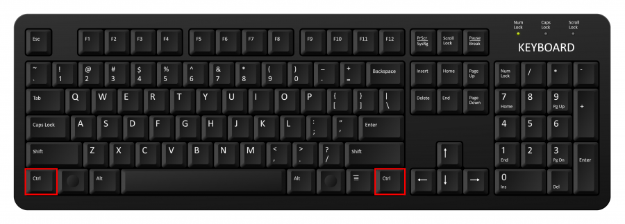 Nutzen Sie die CTRL- oder STRG-Taste um Tastenkombinationen durchzuführen.