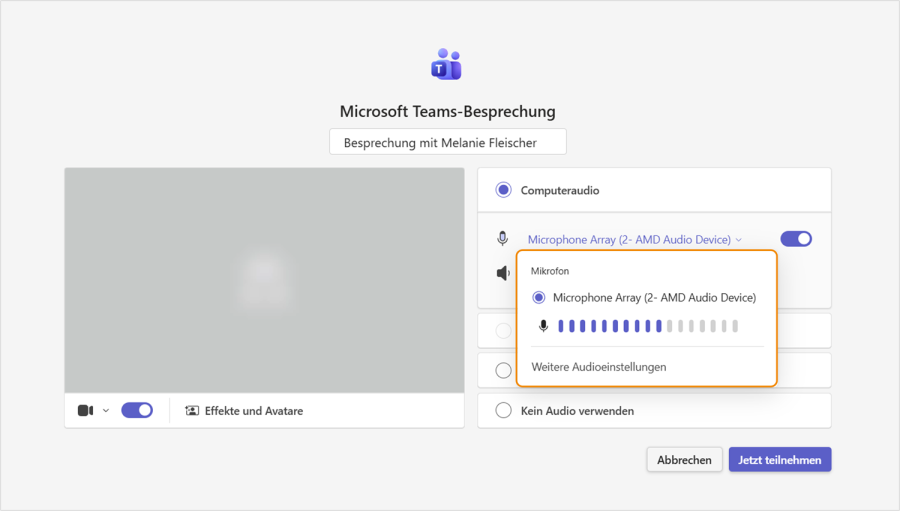 Microsoft Teams Audio testen