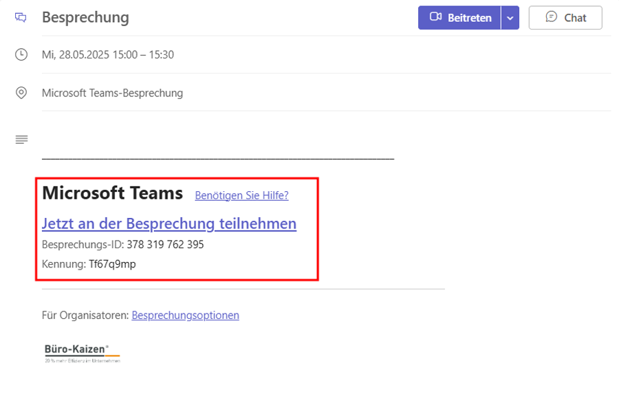 Teams-Meeting beitreten über Link & Passwort