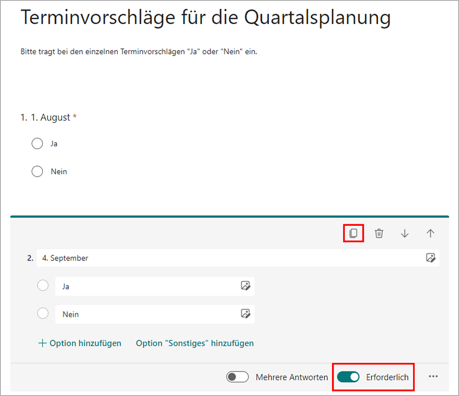 Terminabstimmung online mit Microsoft Forms.