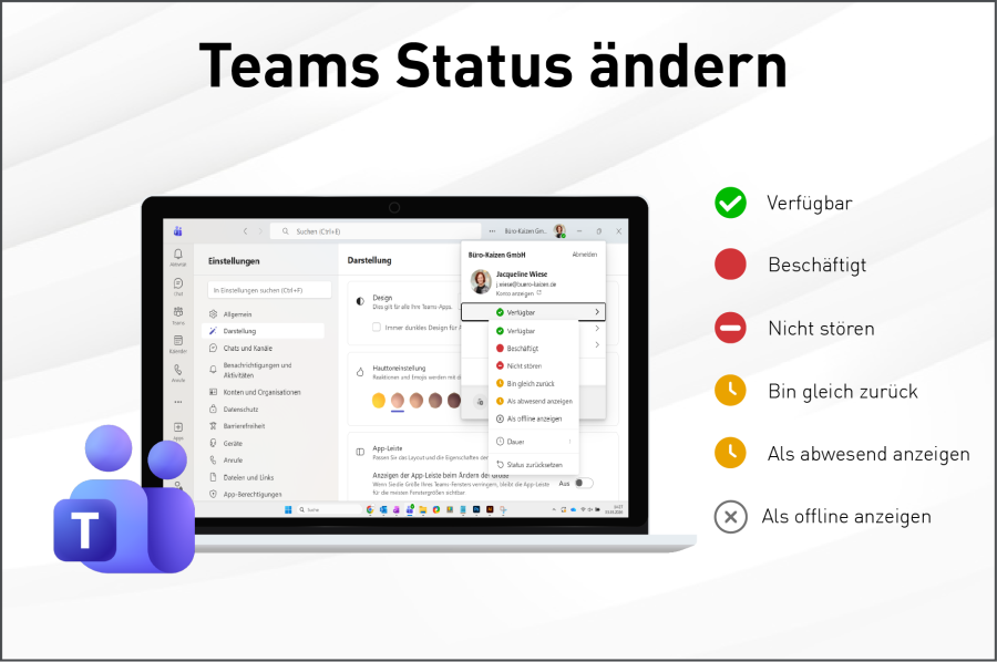 Den Status in Microsoft Teams ändern.