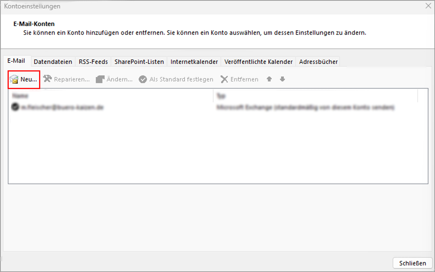 web.de Outlook neues Konto