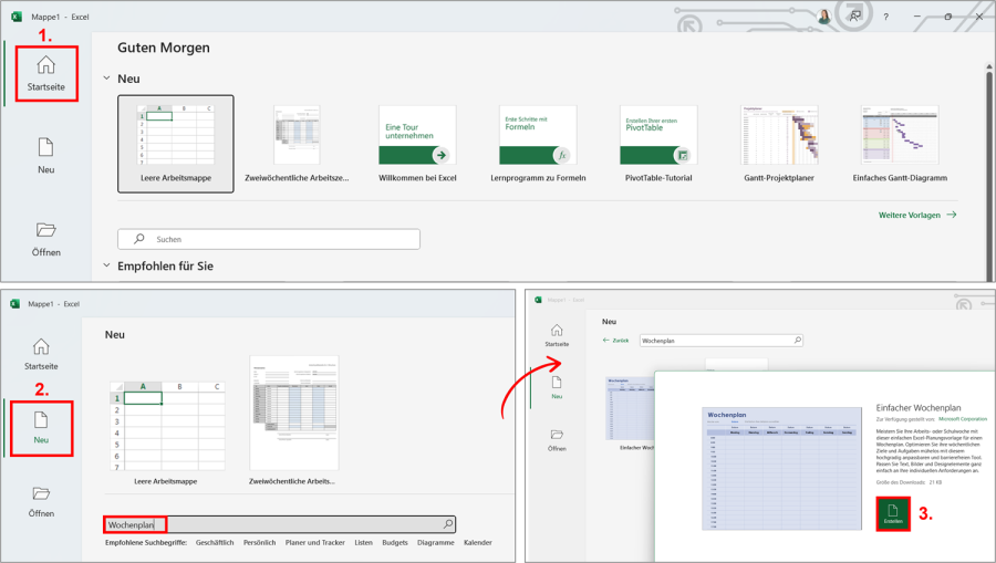 Wochenplan Excel Vorlage
