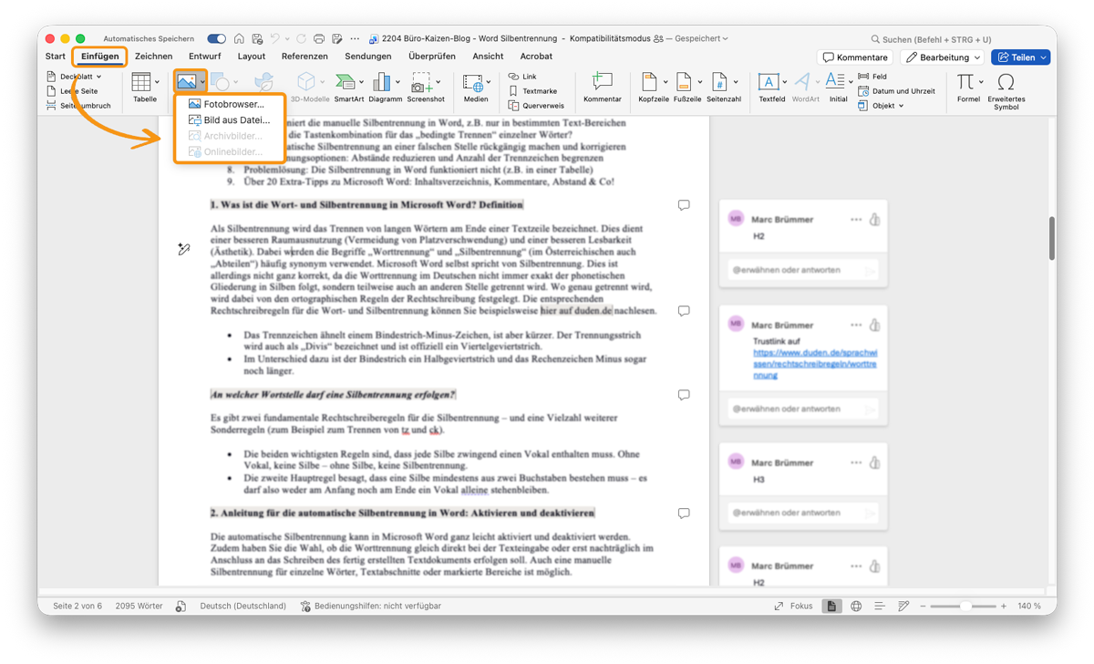 Word für Mac Bilder einfügen