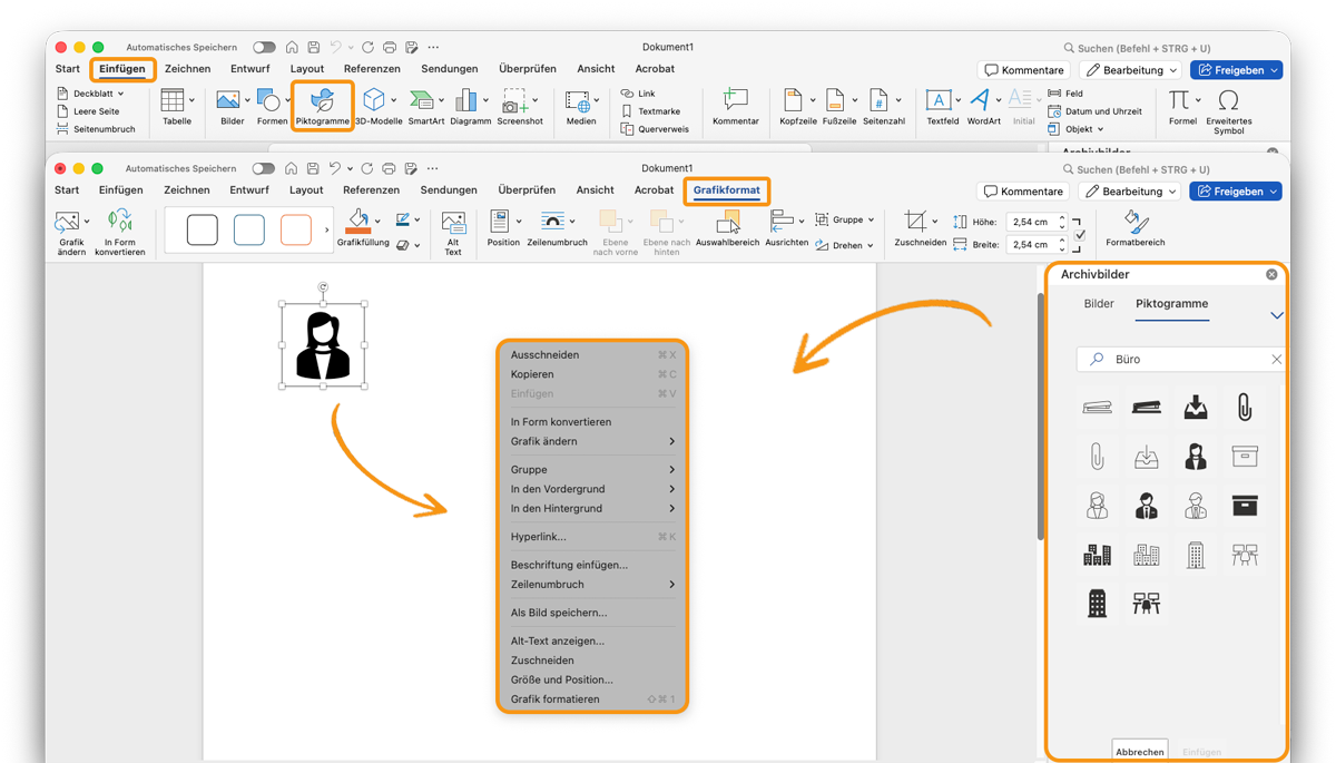 Word für Mac pictogramme einfügen