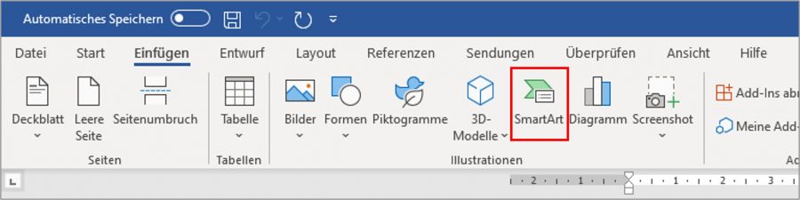 Um Ihren Prozess in Word darzustellen, öffnen Sie zunächst "SmartArt".