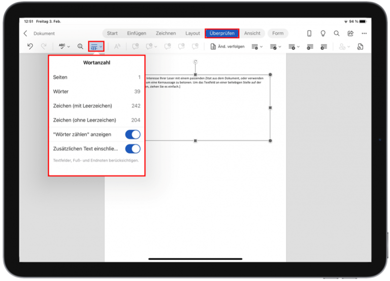 Zeichen & Wörter zählen in Word (Anleitung)