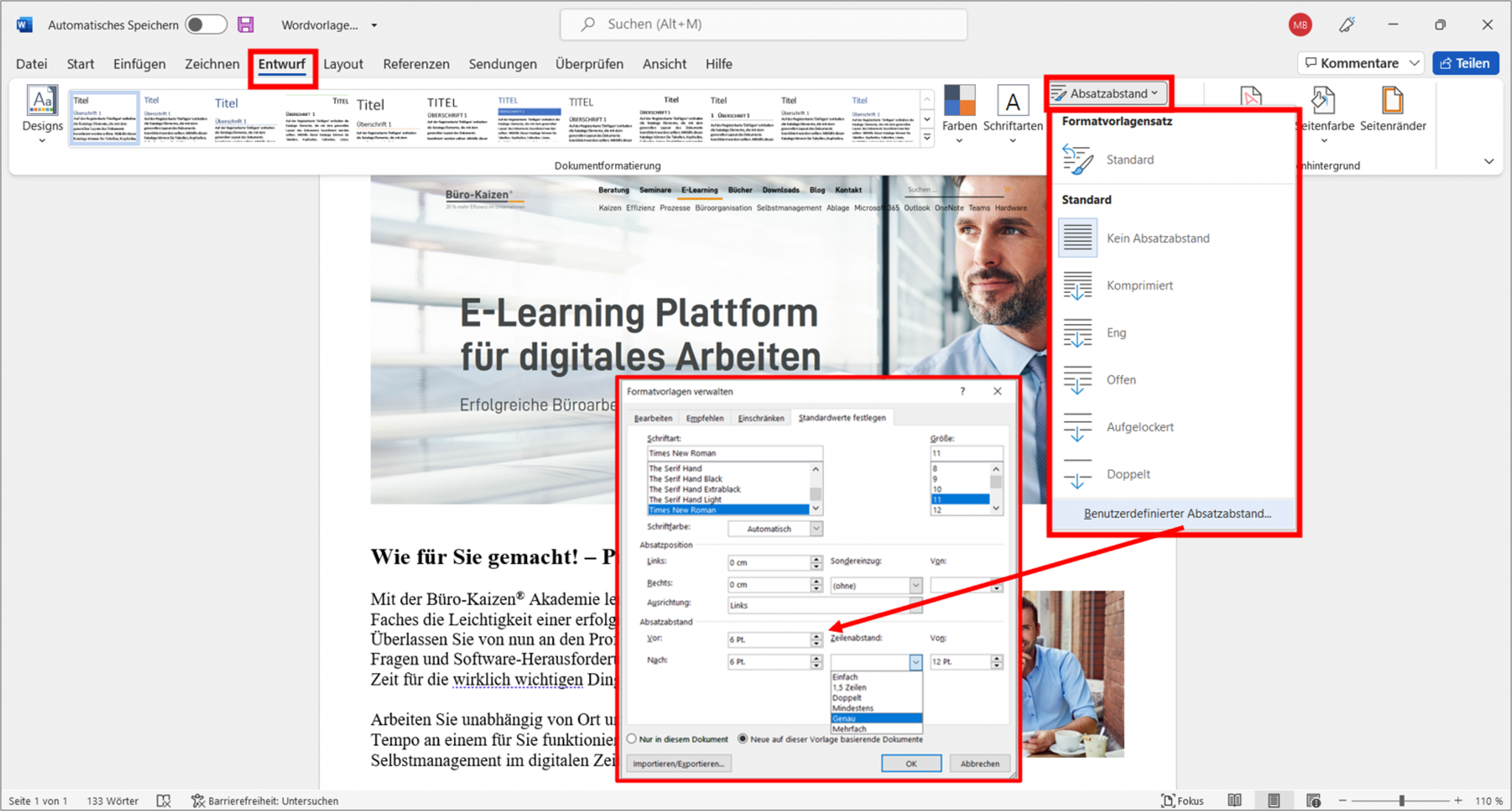 Anleitung Den Absatz und Zeilenabstand in Word einstellen